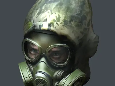 Gas mask helmet 3d model military combat Low-poly Low-poly 3D model