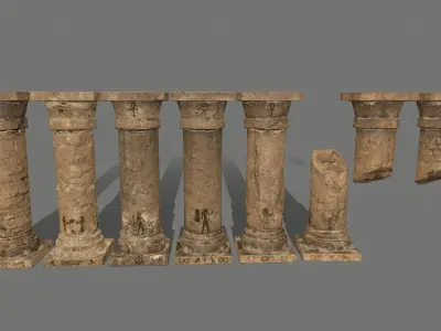 pillar set greek pillars Low-poly 3D model