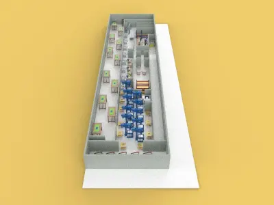 PRODUCTION LINE LAYOUT WORKSHOP FACTORY INDUSTRIAL FLOOR PLAN 3D model