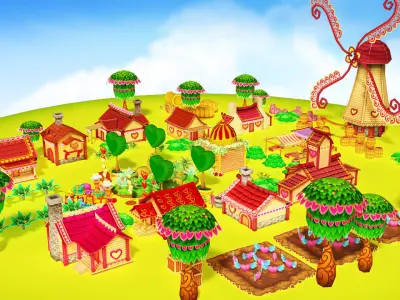 Happy Farm Valentine Low-poly 3D model