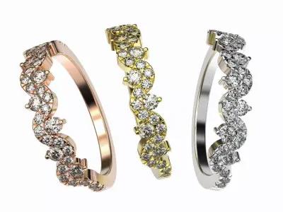 Gold diamond band 3d printable model silver wedding ring 3dm stl 3D print model
