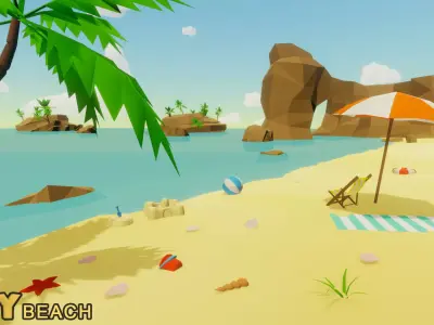 POLY Beach Low-poly 3D model