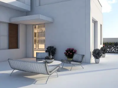 Villa 6 modern with pool and palm trees 3D model