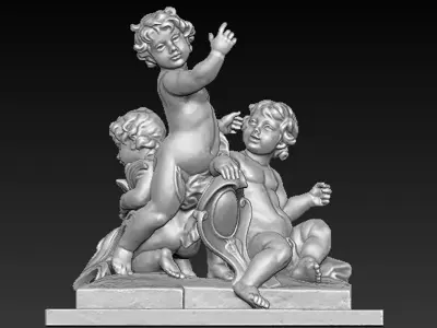 Angels 5 3D model statue of three cupids 3D print model