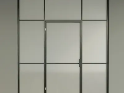 Glass partition door 9 Low-poly 3D model
