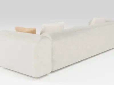 Suede sofa in a modern style in light colors 3D model