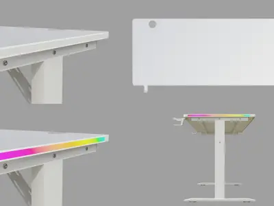 White Gaming Desk - High-Details Asset Low-poly 3D model