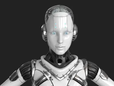Cyborg Robot  Androgyne RIGGED Low-poly 3D model