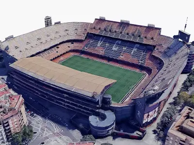 Mestalla stadium - Valencia c f Low-poly 3D model