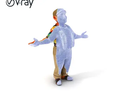 Cheerful Grandpa Paul  Colorful Shirt Suspenders Cap D Rigged... Low-poly 3D model