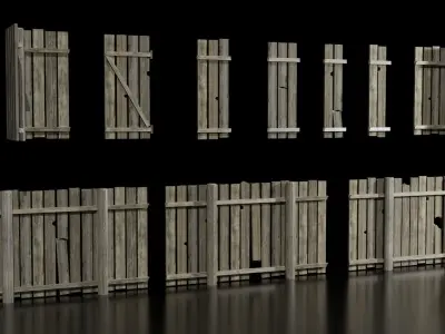 village fences Low-poly 3D model