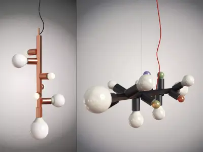 Party pendant light with balls 3D model