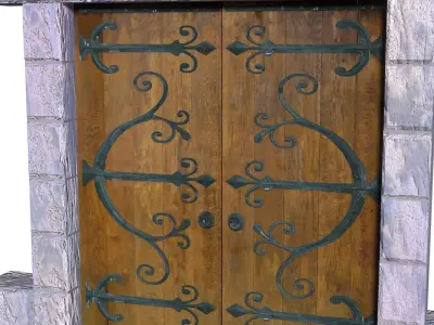 Door wooden wide 3D model