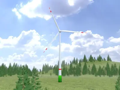 Wind turbine E82 H-162 RD 162 m with animation Low-poly 3D model