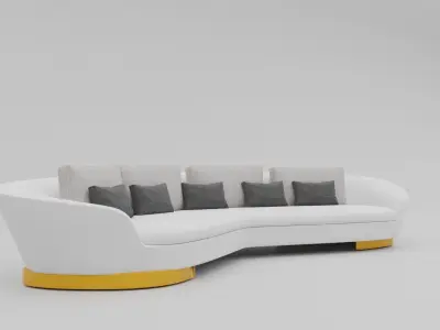 Sofa 3d model with gold legs 3D model