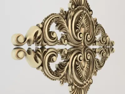 rosette gold ornate ornament 3D print model