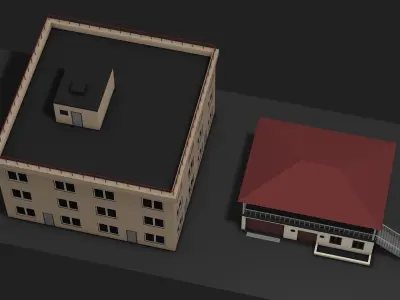 Two buildings or houses 3D model