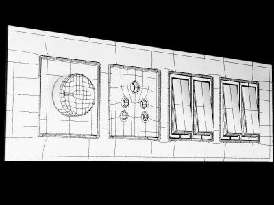 Chrome Knob Switch Board 3D model