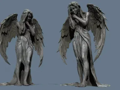 angel statue  Low-poly 3D model