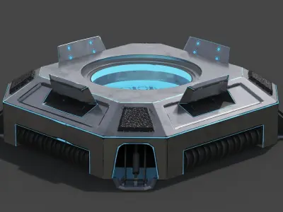 Animated Sci-fi Teleporter Platform Low-poly 3D model