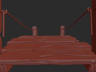wooden bridge rope bridge Low-poly 3D model