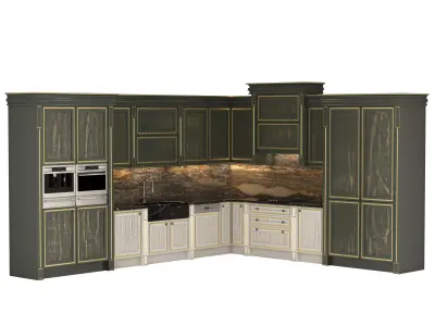 kitchen with cabinets and counter tops Free 3D model