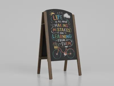 Customizable A-Frame Chalkboard Sign Low-poly 3D model
