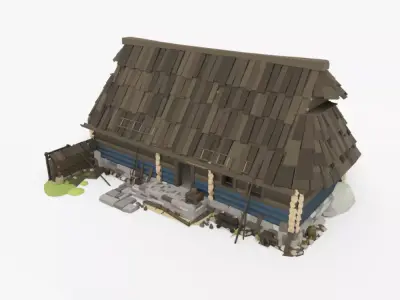 Stylized Low-Poly Game Village House for Creative Projects Low-poly 3D model