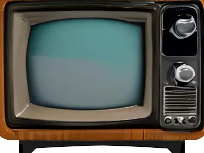 Vintage Retro Wooden TV Set Low-poly 3D model