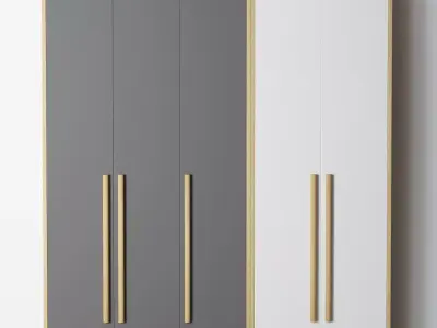 Melamine wardrobe with three doors and two drawers 3D model