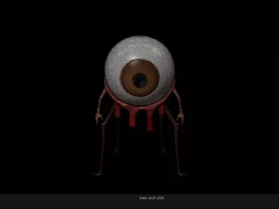 Low Poly Stylized Eyeball Monster - Horror Fantasy Creature PBR Low-poly 3D model