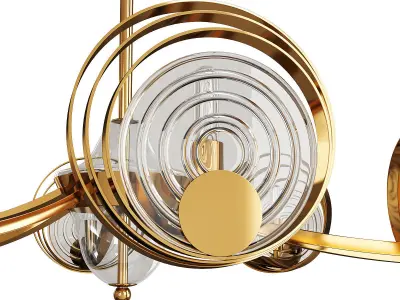 ISTAN gold chandelier with circular glass shades Low-poly 3D model