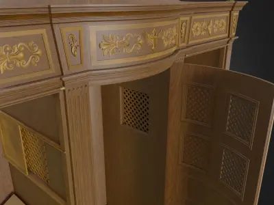 Confessional wooden church with ornate door 3D model