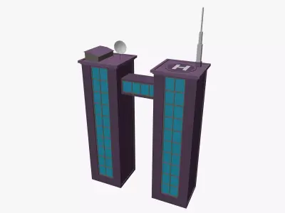Cartoon skyscraper building 4 Low-poly 3D model
