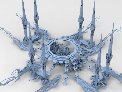 Sci fi Orchid city hall 3D model