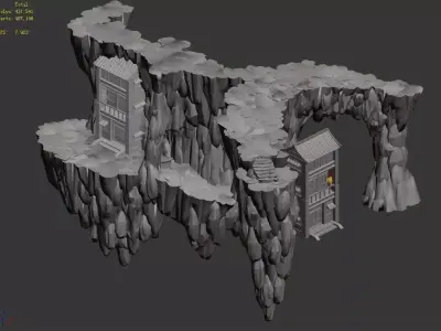 Heavenly Gate - Mountain Architecture - Stone 3D model