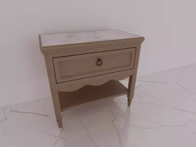 Classic Wooden Console Table With Marble Top Set 3D model