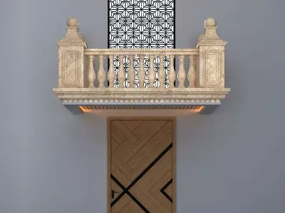 Balcony Door Window Low-poly 3D model