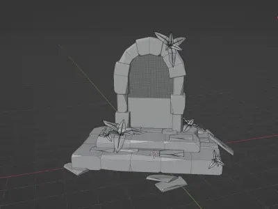 stone telepot door Low-poly 3D model