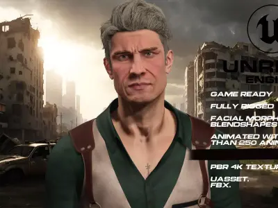 Zombie Hunter  full rigged - game ready - animated Low-poly 3D model