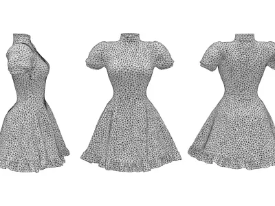 Chinese Style Large Skirt Dress Low-poly 3D model