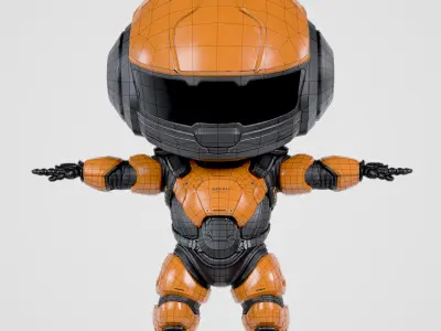 Cute Robot Orange  Low-poly 3D model