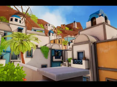 Stylized Greek Island Low-poly 3D model