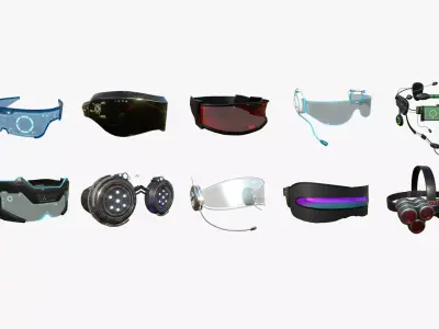 10 SciFi Glasses AJ Collection - Character Design Fashion 3D Model Pack