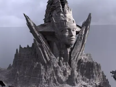 Ancient Athena Sci-Fi Mountain Dark  3D model