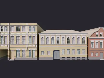Building Facades Bundle Low-poly Low-poly 3D model