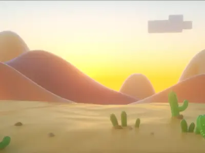 cartoon desert 3D model