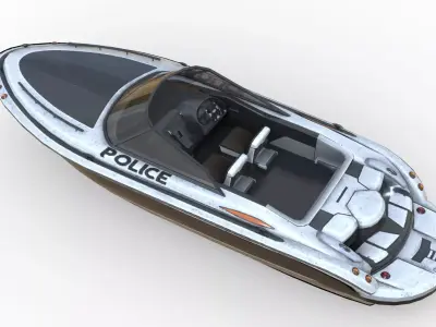Police Boat Low-poly 3D model