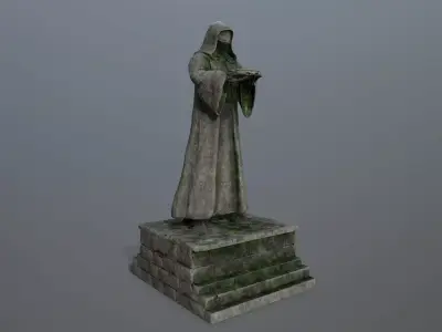 statue 1 of man in robe Low-poly 3D model