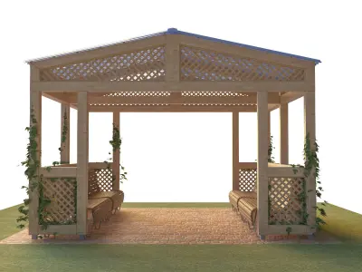 Bungalow gazebo plans free woodworking plans and projects Low-poly 3D model